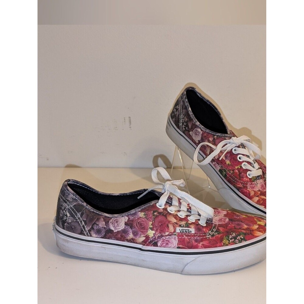 Vans Floral Canvas Low-Top Sneakers – Pink & Red Floral Print Women's Size 9
